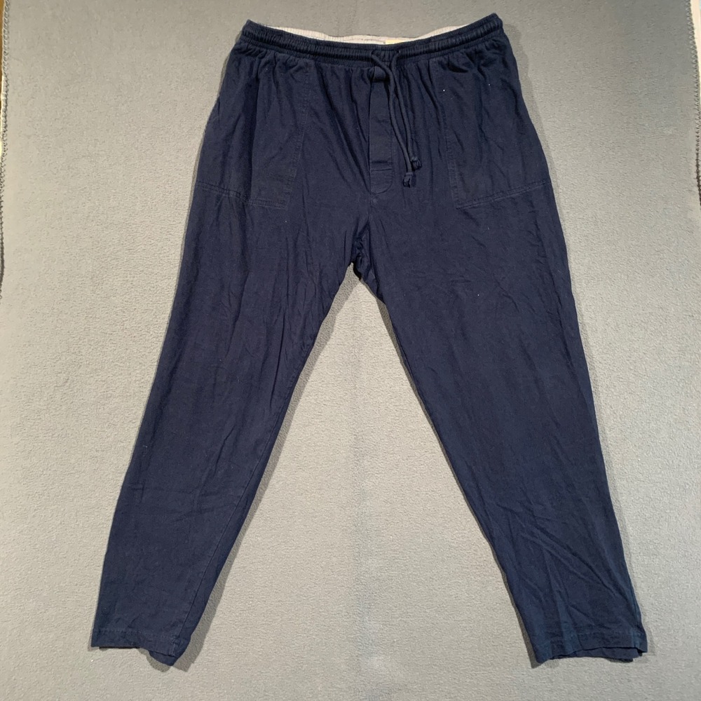 St. Johns Bay Lounge Pants Men XL Navy Blue Cotton Drawstring Sleepwear Basic